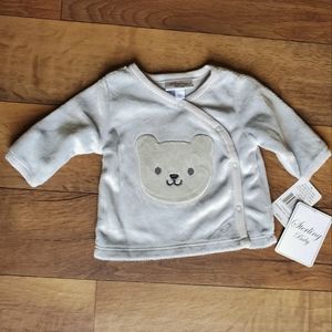 Sterling Baby Light Gray Furry Fleece Bear Face Top Size NB